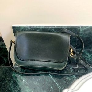 Dark green with gold hardware Coach used leather cross body bag